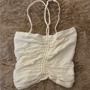 Pilcro Cream Ruched Camisole Top